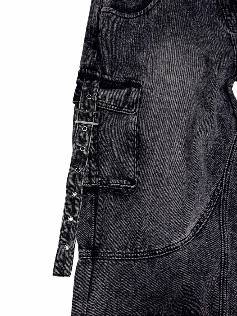 NWT Y2K Black Wide Leg Cargo Jeans Utility Streetwear Riley & James - Picture 5 of 13
